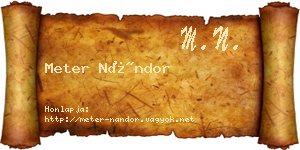 Meter Nándor névjegykártya